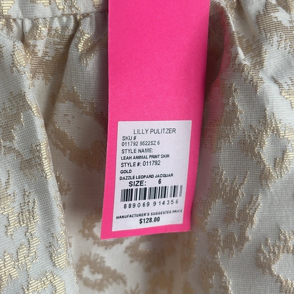 Lilly Pulitzer Leah Animal Print Skirt in Gold Dazzle Leopard Size 6 NWT - Picture 3 of 4